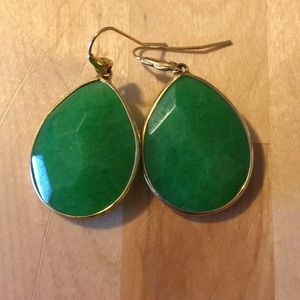 Stella & Dot Green and gold tone earrings